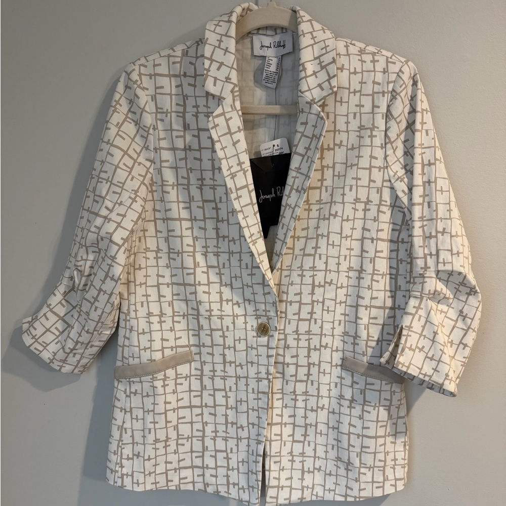 JOSEPH RIBKOFF Geometric Three-Quarter sleeve Blazer Sty:232174 Womens 6 NWT